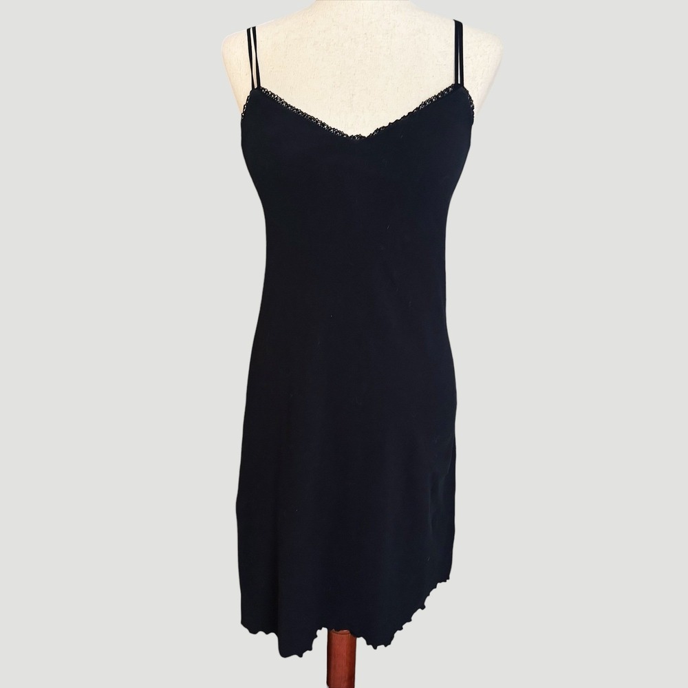 VTG One Step‎ Up Black Mini Cotton Bodycon Dress Y2K Vintage Sz Med 4 6 LBD Sexy